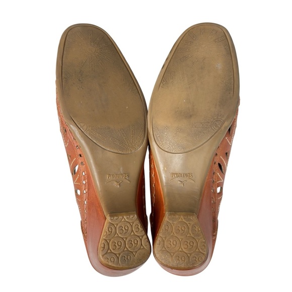PIKOLINOS Mules Size 8.5 EU 39 Brown Leather Laser Cut Clog Shoe Low Heels SPAIN - Picture 9 of 9